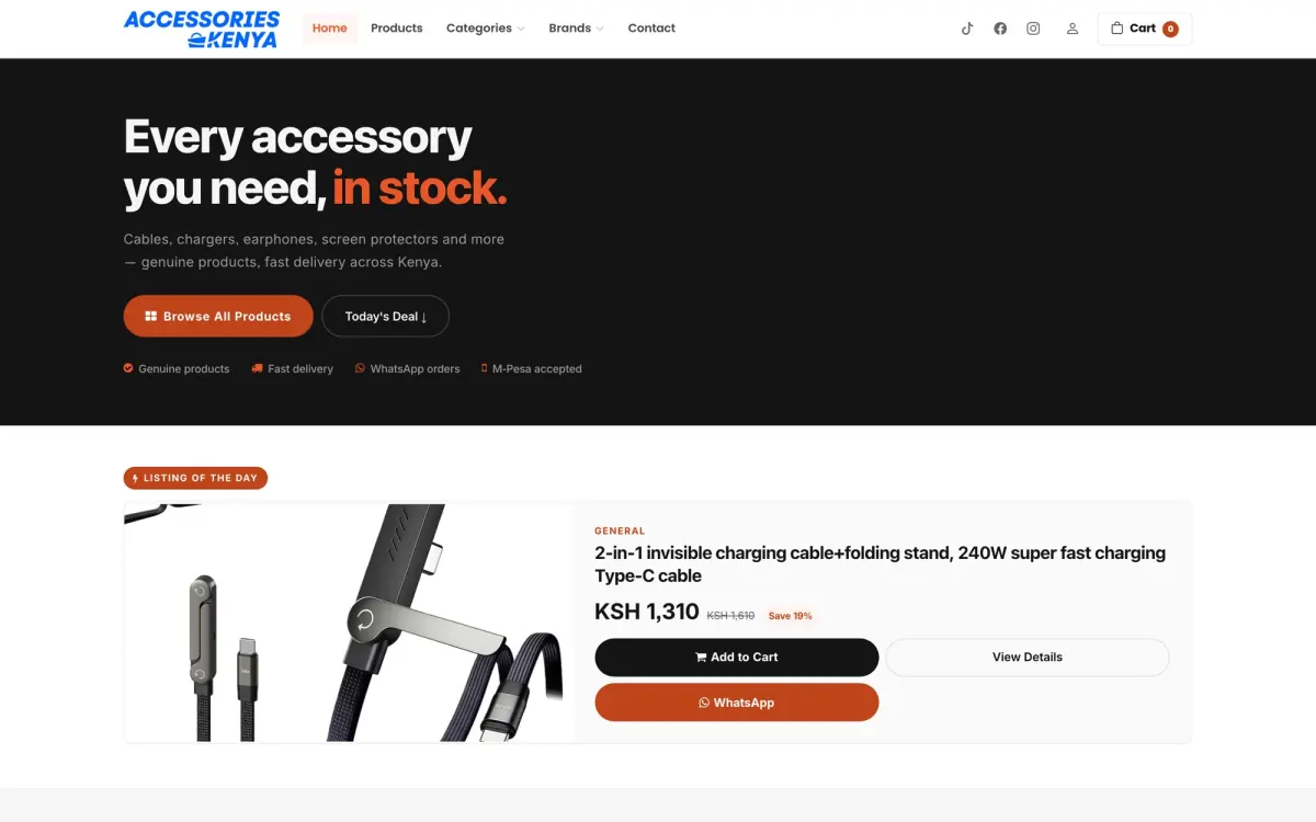 Accessories Kenya website, built by 4m Consulting