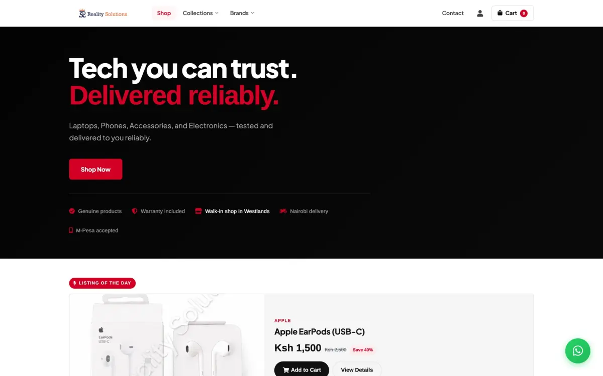 Reality Solutions website, built by 4m Consulting